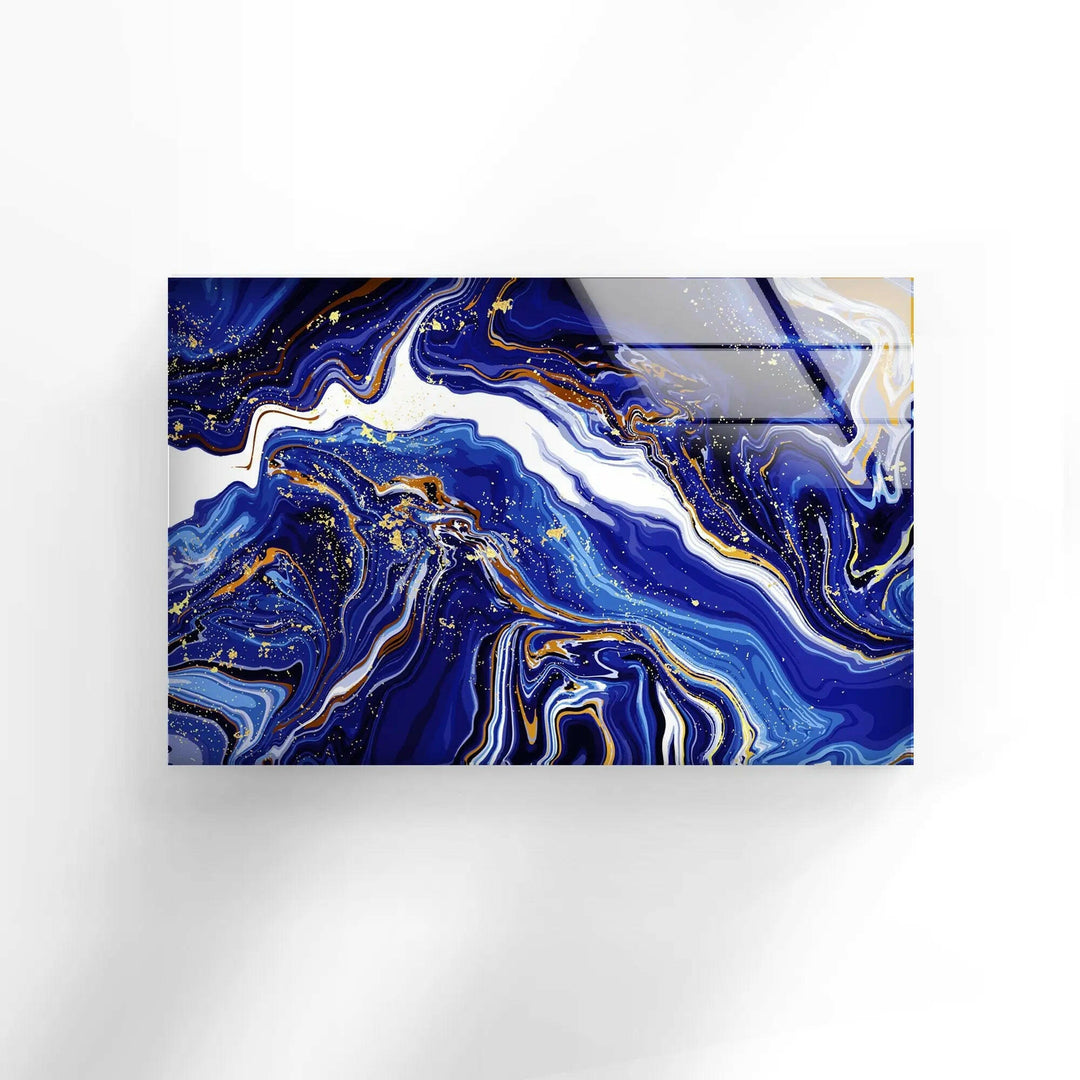 Dark Blue & Gold Marble Glass Wall Art glass pictures for Wall, glass prints wall artv