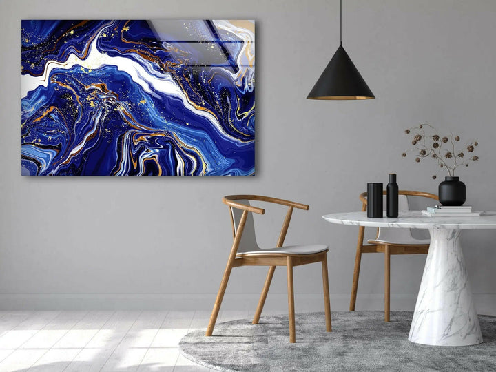 Dark Blue & Gold Marble Glass Wall Art art glass wall art, glass wall art pictures