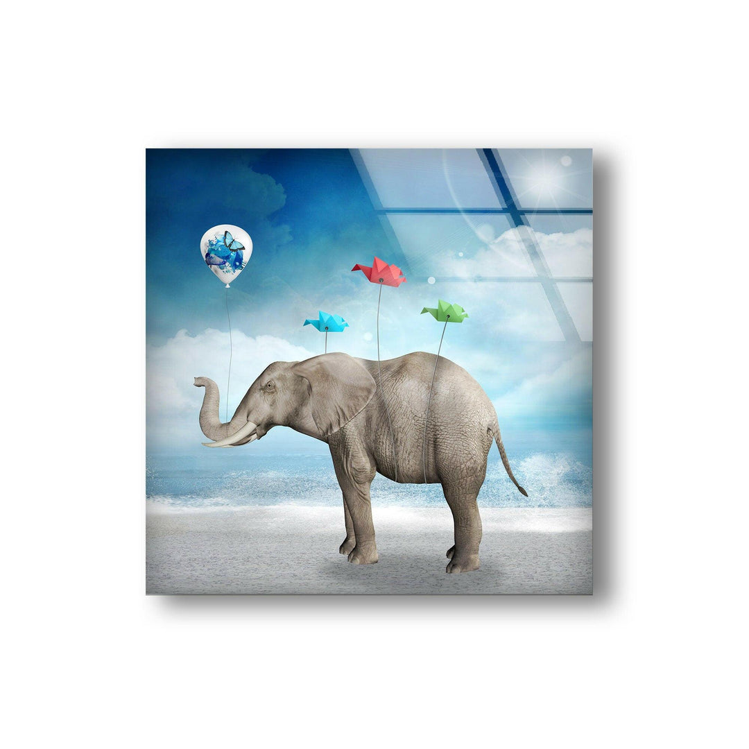 Surreal Elephant Glass Wall Art custom glass photo prints, large glass prints