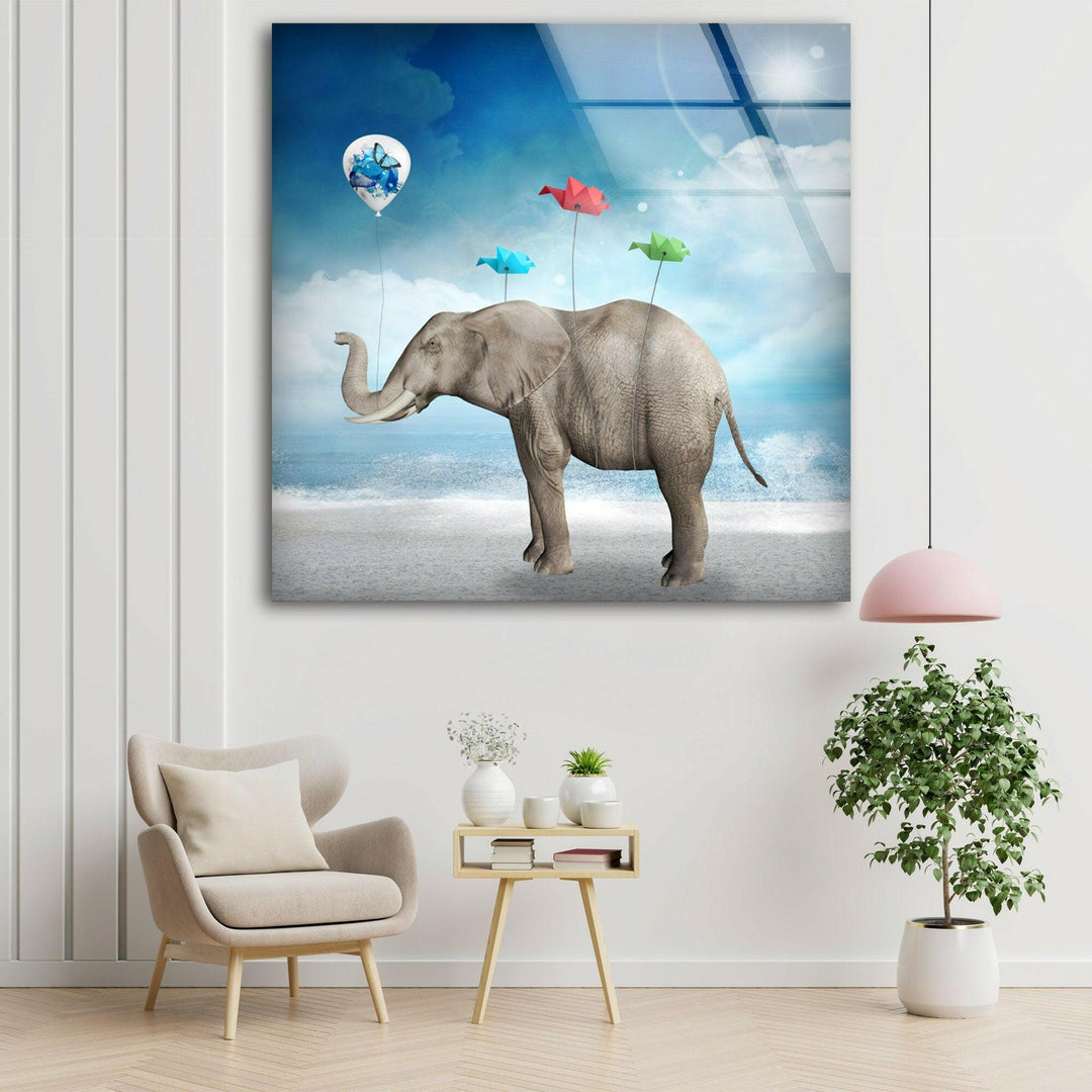 Surreal Elephant Glass Wall Art stained glass wall art, stained glass wall decor