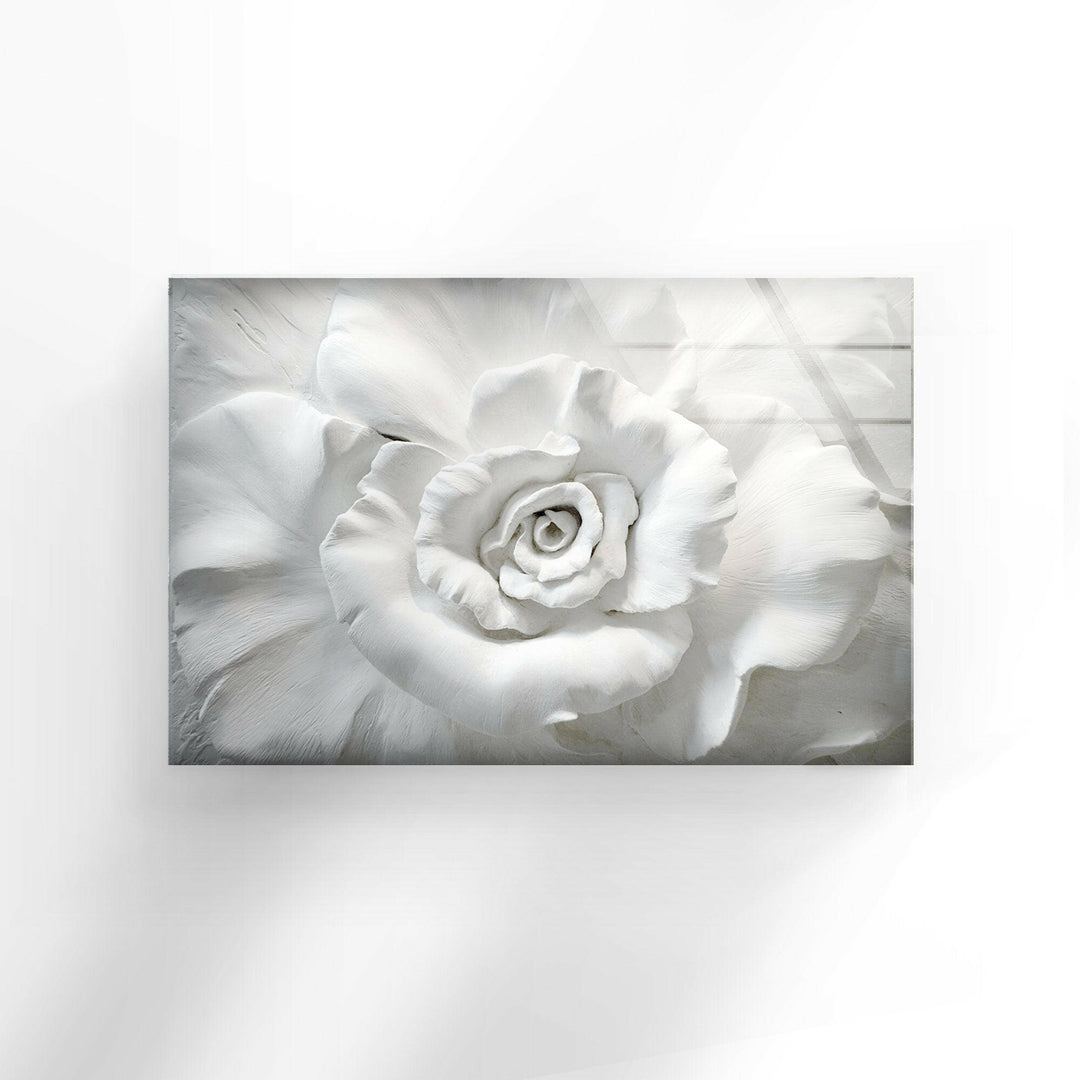 Close Up White Rose Glass Wall Art, glass image printing, glass prints from photos