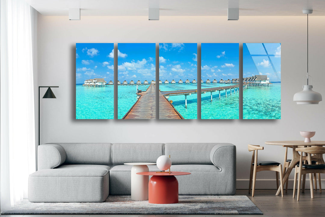 Tropical Maldives Glass Wall Art, photo print on glass, prints on glass wall art