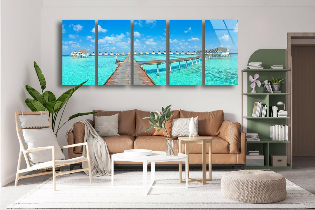 Tropical Maldives Glass Wall Art, large glass photo prints, glass wall photos