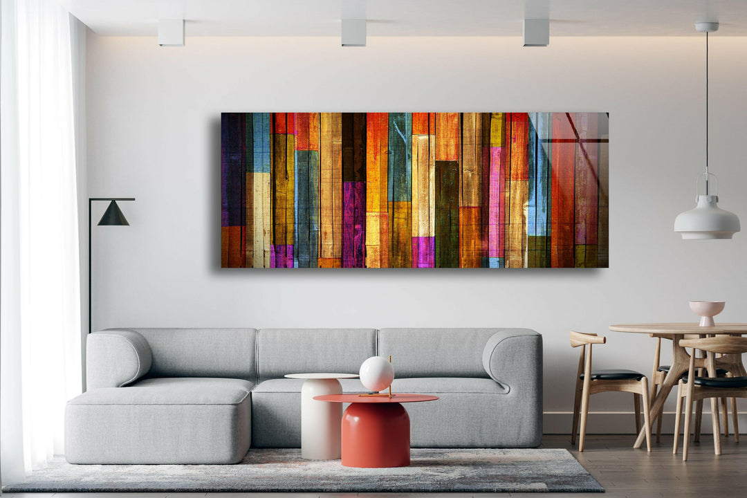 Colorful Wooden Glass Wall Art, glass pictures for Wall, glass prints wall art