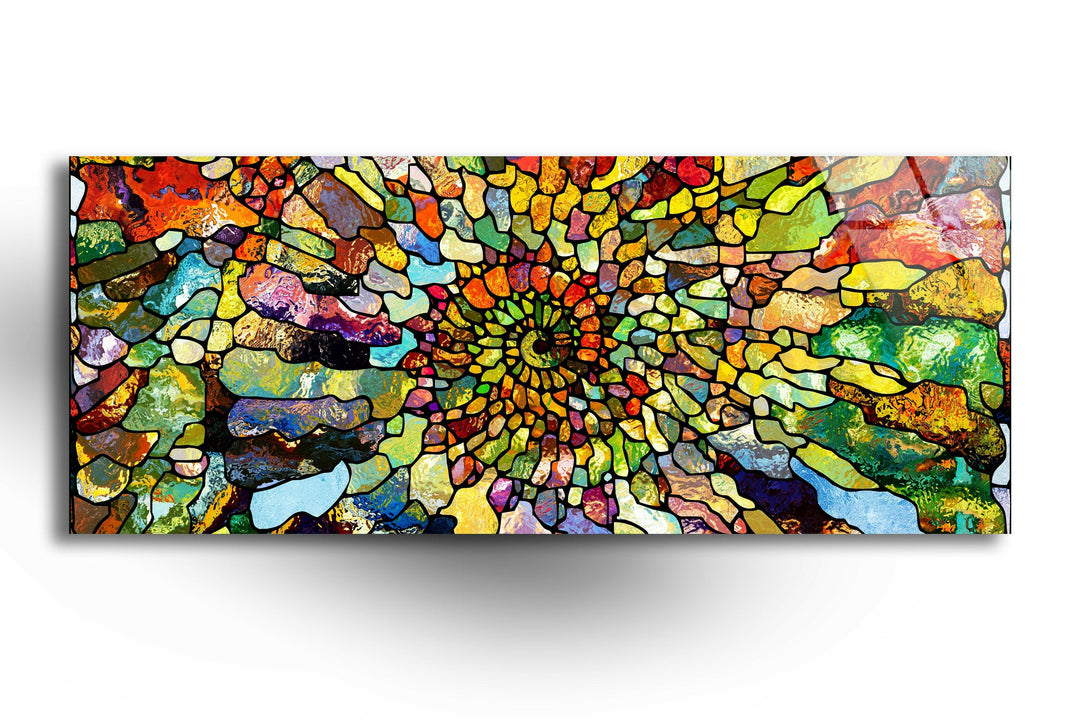 Colorful Abstract Stained Glass Wall Art, picture on glass wall art, photos printed on glass