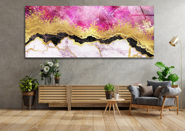 Pink & Gold Marble Glass Wall Art, custom glass photo prints, large glass prints