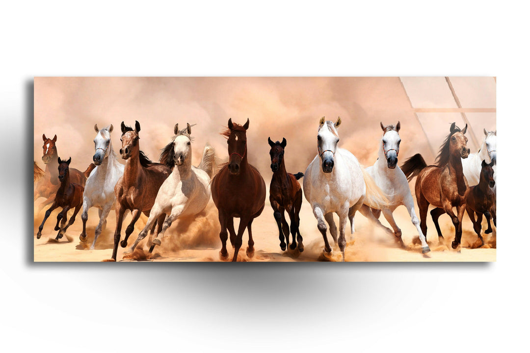 Running Horses In The Desert Glass Wall Art, glass pictures for Wall, glass prints wall art