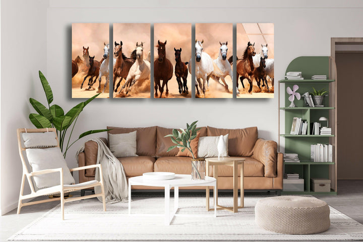 Running Horses In The Desert Glass Wall Art, glass photo prints, glass picture prints