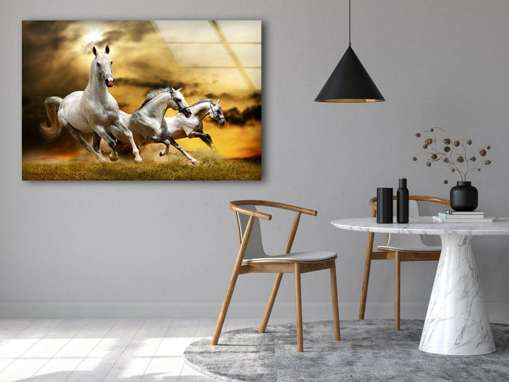 Galloping Horse Glass Wall Art glass art painting, glass art for the Wall