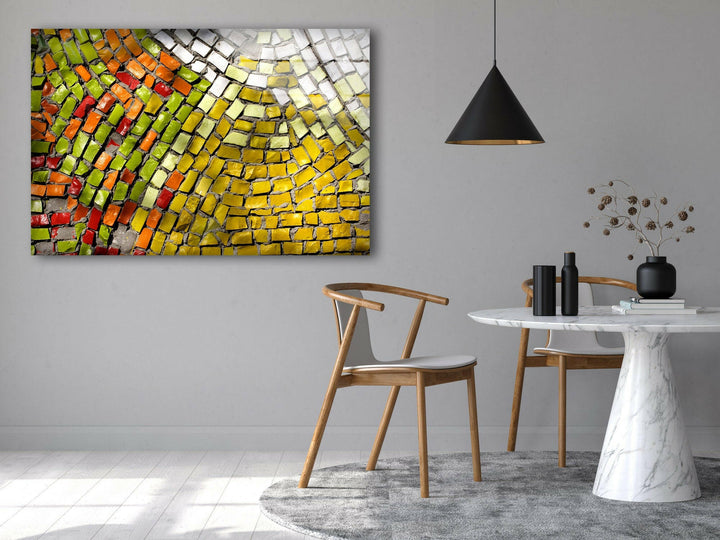 Mosaic Bricks Abstract Glass Wall Art