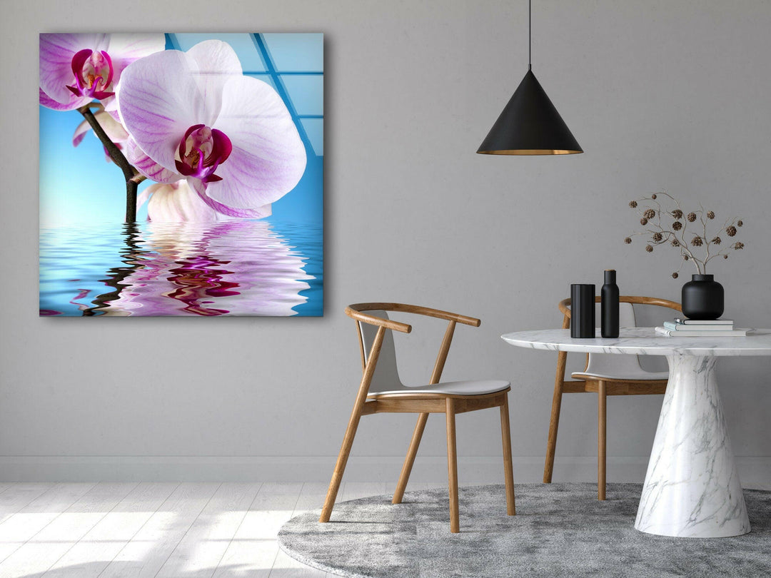 Pink Orchid Glass Wall Art, art glass wall art, glass wall art pictures