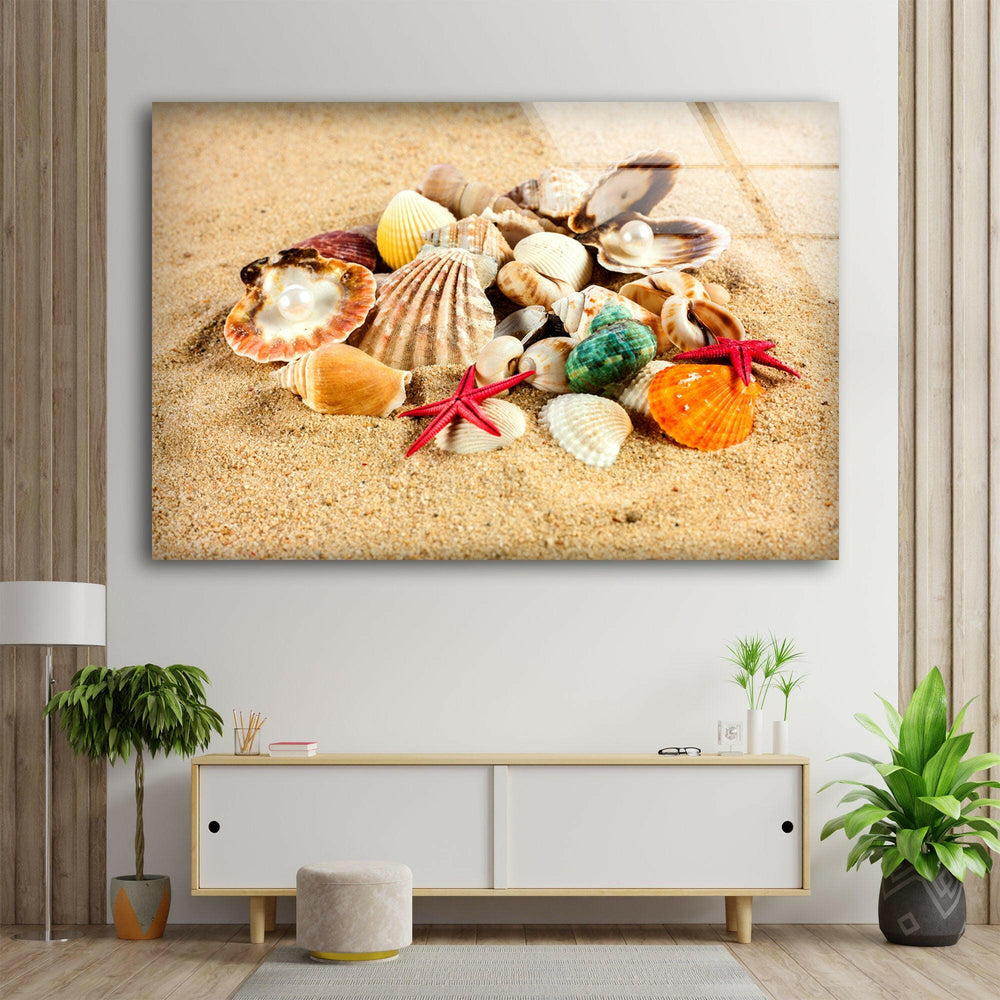 Sea Shell Beach Glass Wall Art art glass wall art, glass wall art pictures