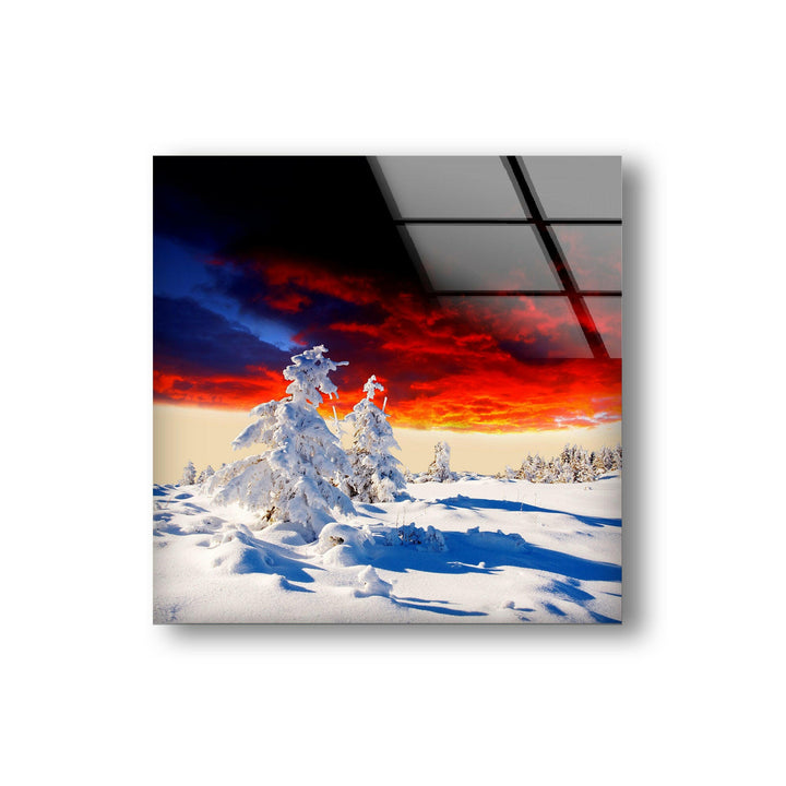 Winter Snowy Forest Glass Wall Art glass art painting, glass art for the Wall