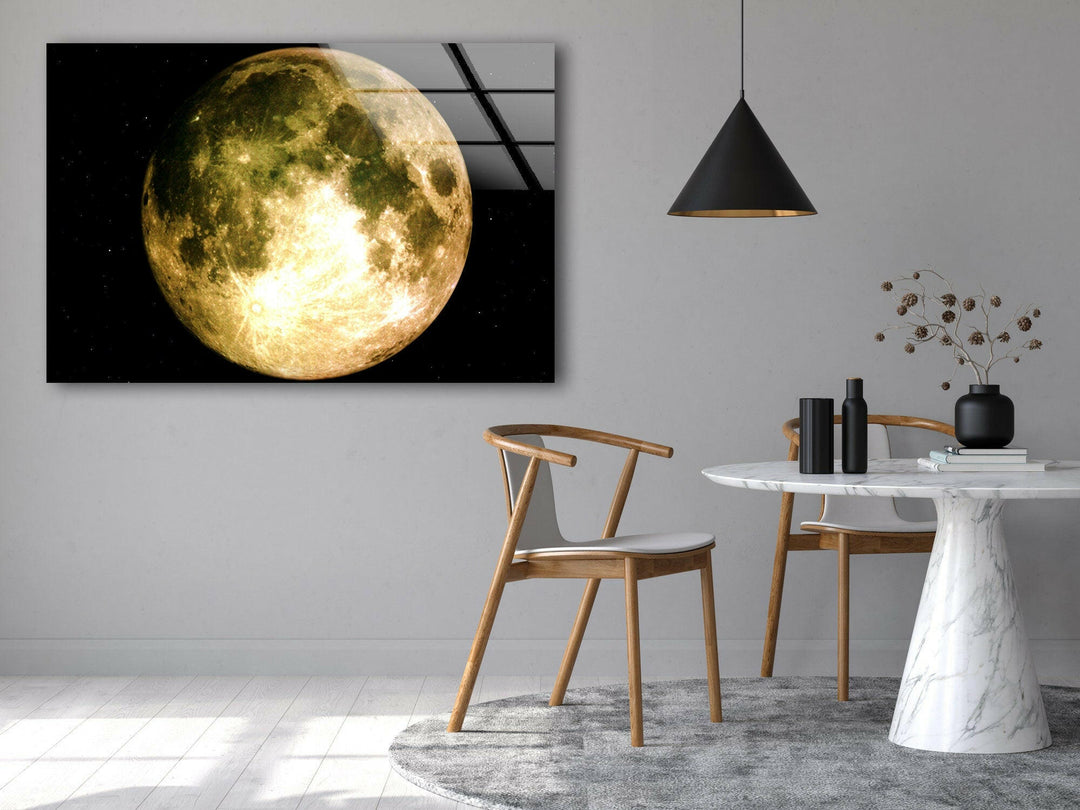 Full Moon Glass Wall Art, glass pictures for Wall, glass prints wall art