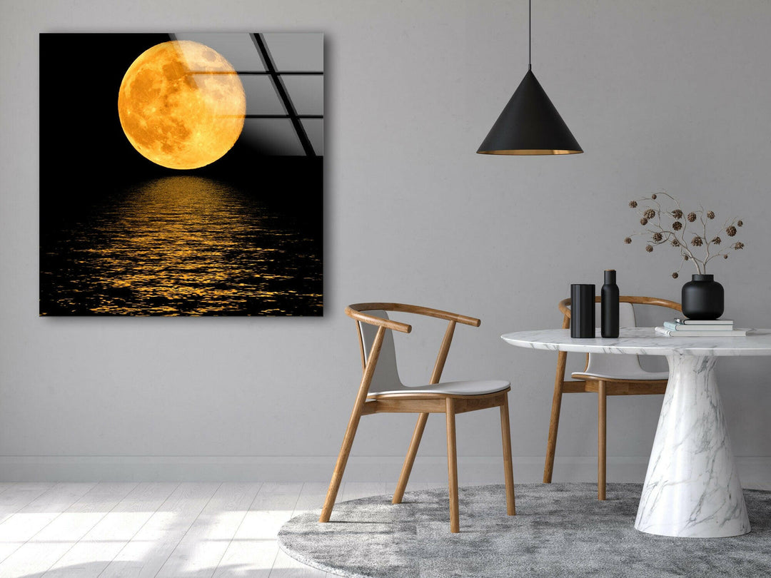 Moonlight Orange Glass Wall Art glass image printing, glass prints from photos