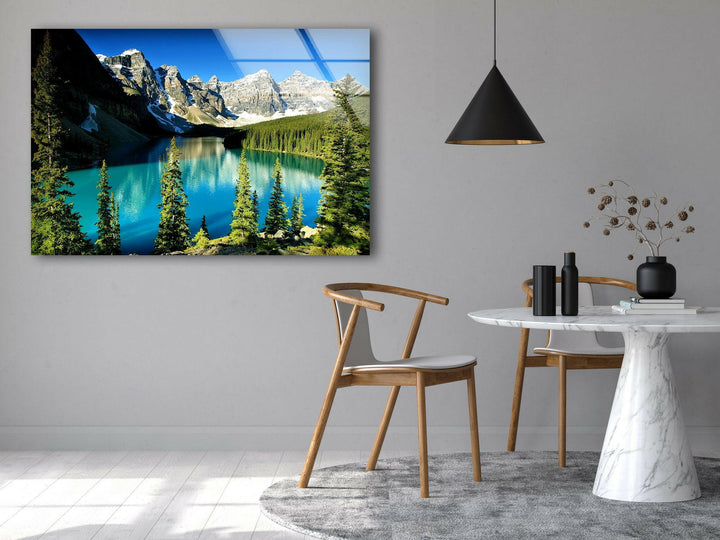 Moraine Lake Nature Glass Wall Art custom glass photo prints, large glass prints