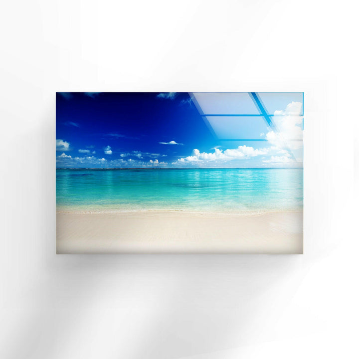 Tropical Maldives Beach Glass Wall Art