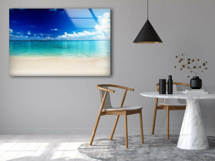 Tropical Maldives Beach Glass Wall Art