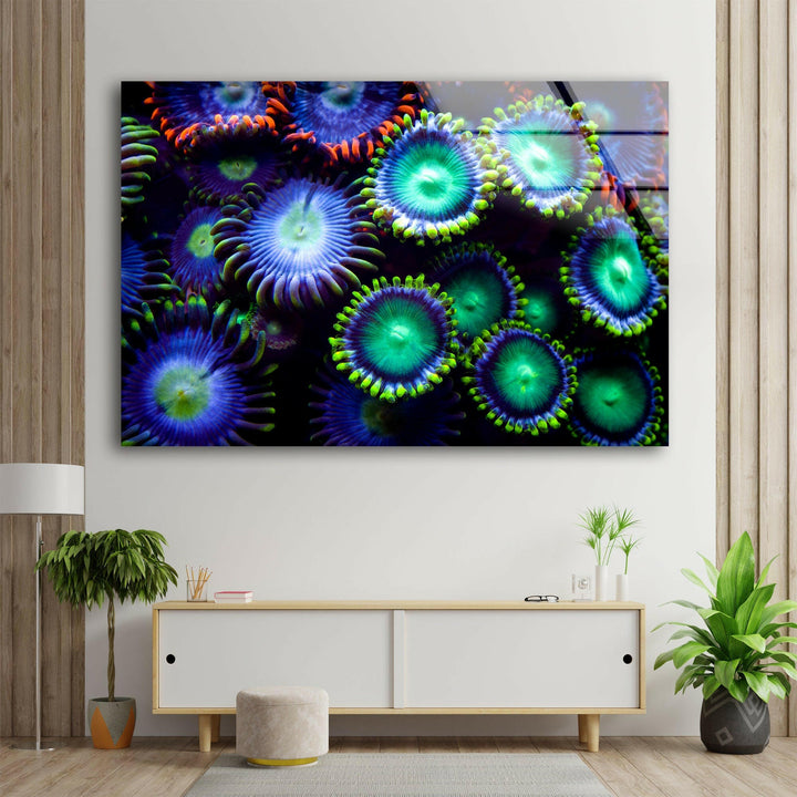 Neon Coral Glass Wall Art glass image printing, glass prints from photos