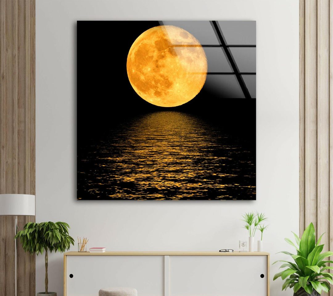 Moonlight Orange Glass Wall Art glass photo prints, glass picture prints