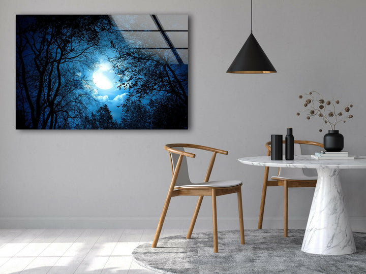 Mysterious Night Forest Glass Wall Art glass pictures for Wall, glass prints wall art