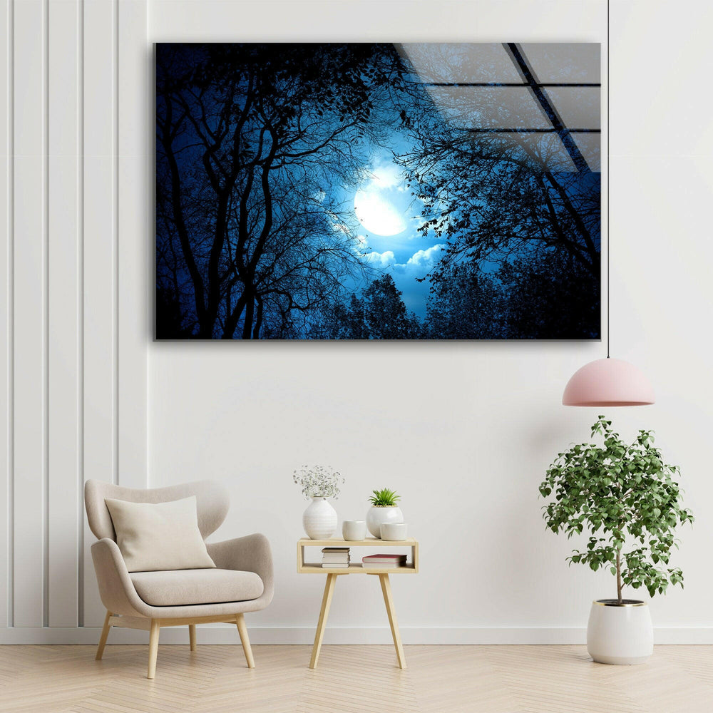 Mysterious Night Forest Glass Wall Art art glass wall art, glass wall art pictures