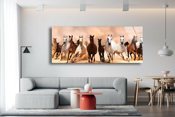 Running Horses In The Desert Glass Wall Art, Glass Printing Wall Art, Print photos on glass