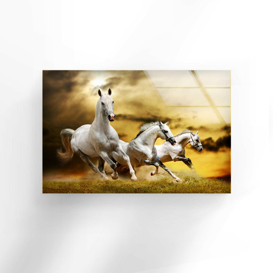 Galloping Horse Glass Wall Art picture on glass wall art, photos printed on glass