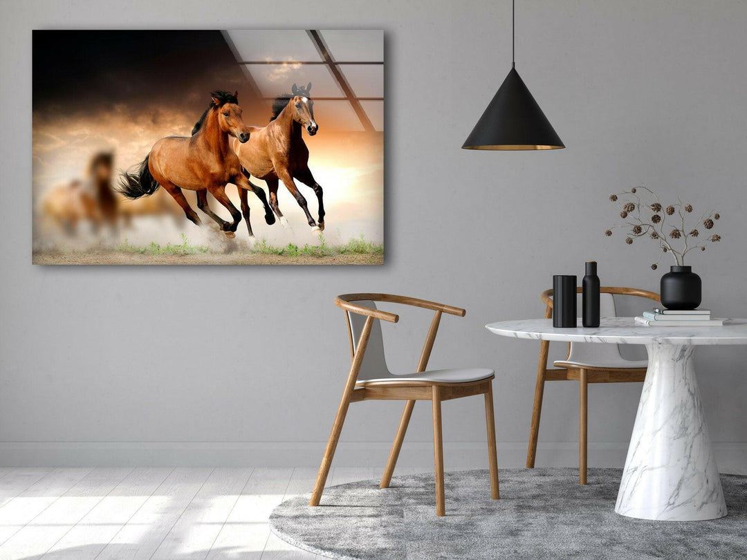 Wild Horses Running Glass Wall Art custom glass photo prints, large glass prints