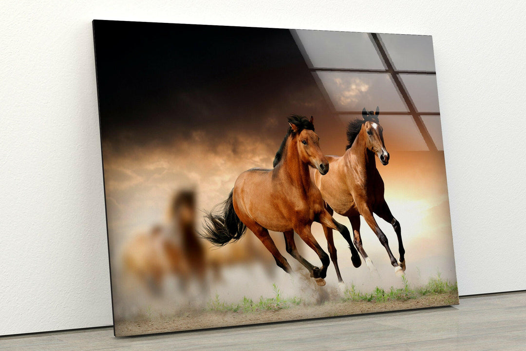 Wild Horses Running Glass Wall Art custom glass pictures, glass art prints