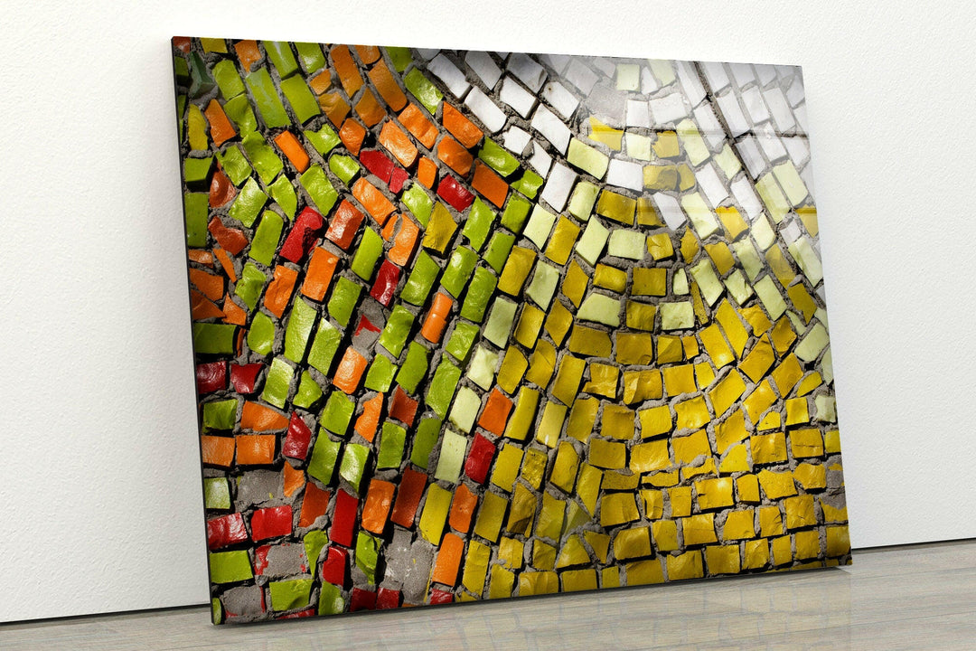 Mosaic Bricks Abstract Tempered Glass wall arts