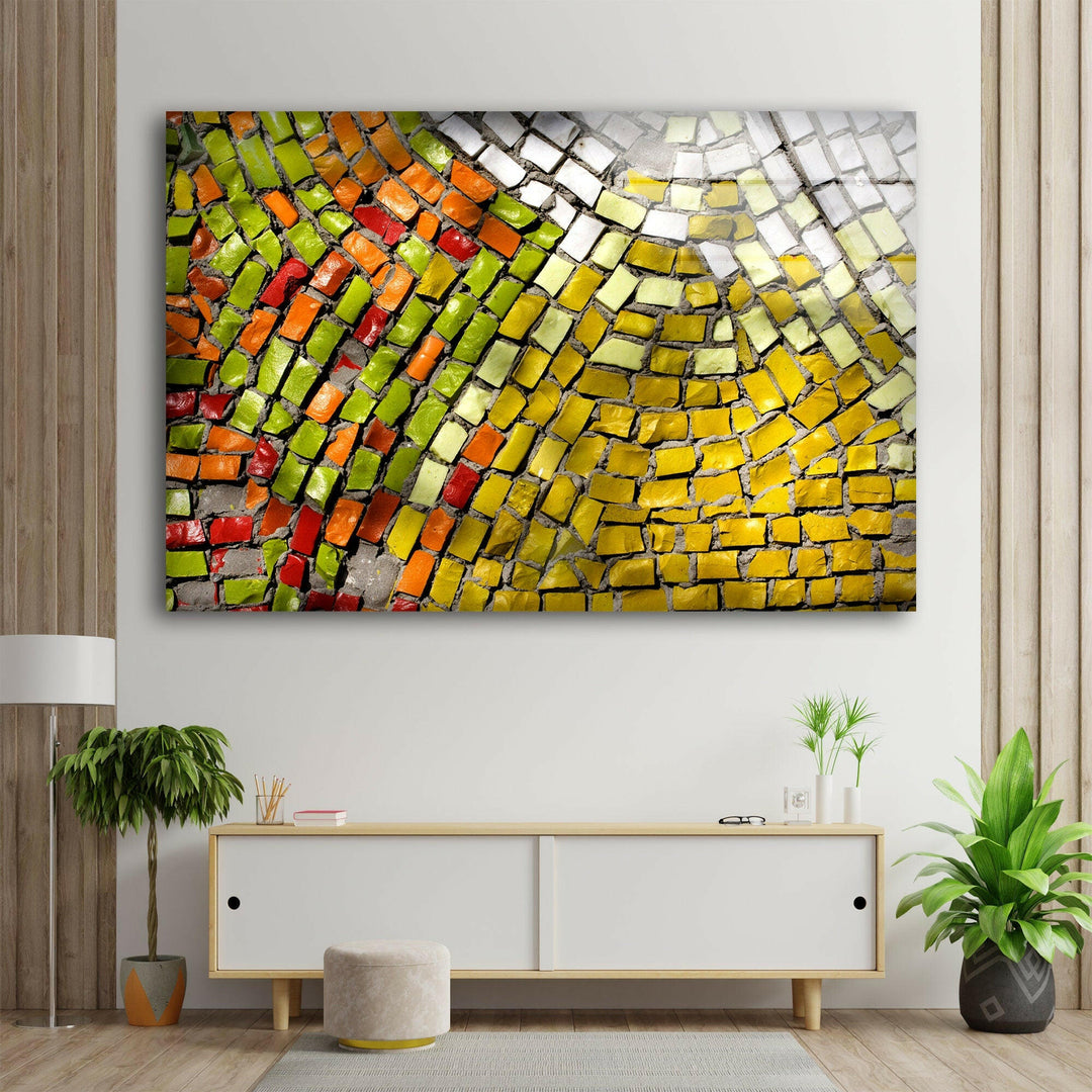 Mosaic Bricks Abstract Glass Printing wall arts