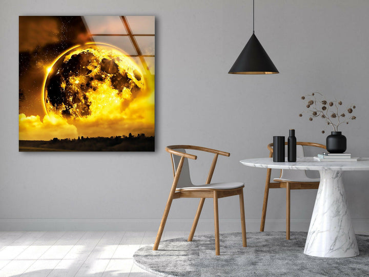 Shiny Full Moon Glass Wall Art, glass image printing, glass prints from photos