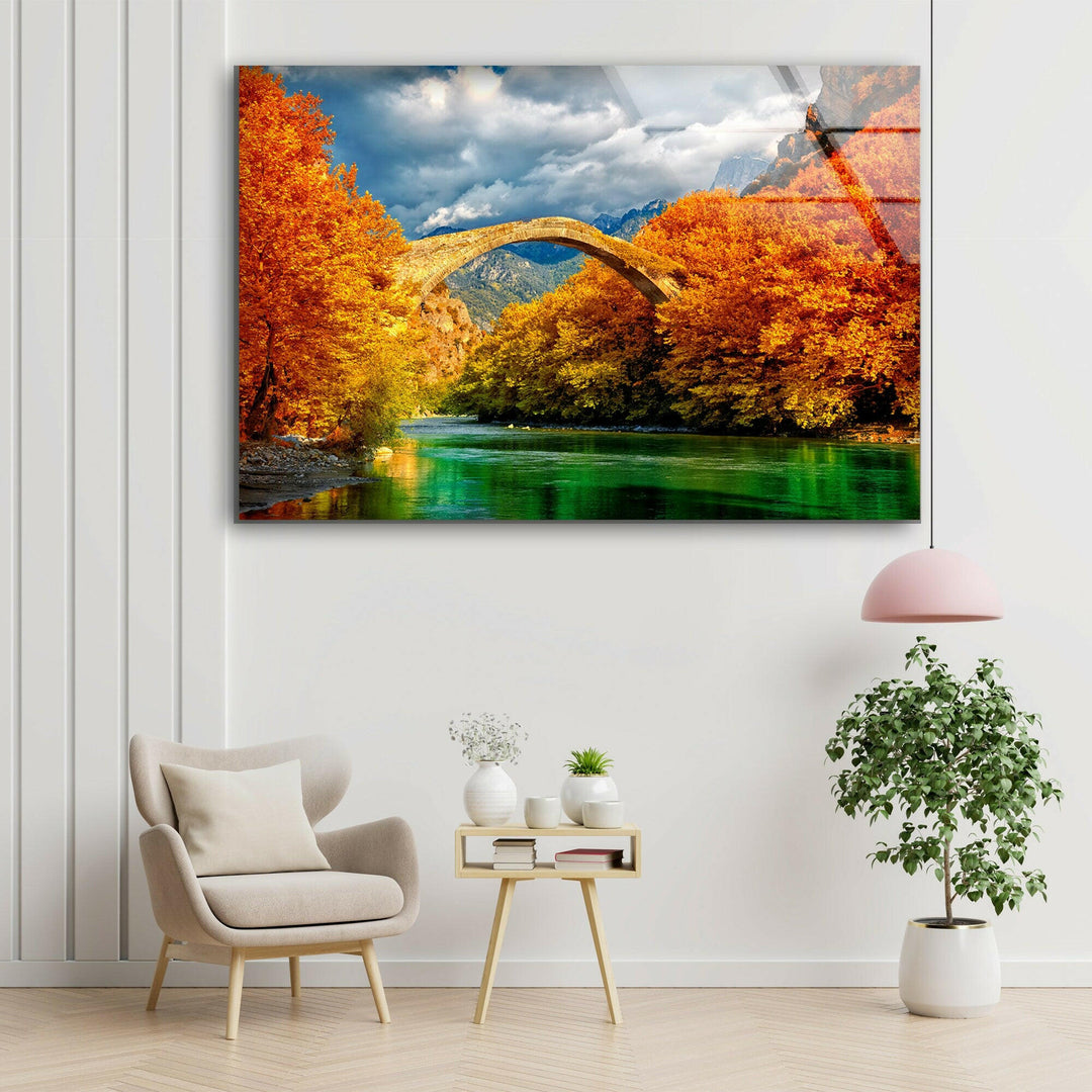 Konitsa Bridge Glass Wall Art print picture on glass, Tempered Glass Wall Art