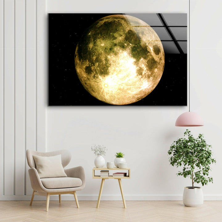 Full Moon Glass Wall Art, custom glass pictures, glass art prints