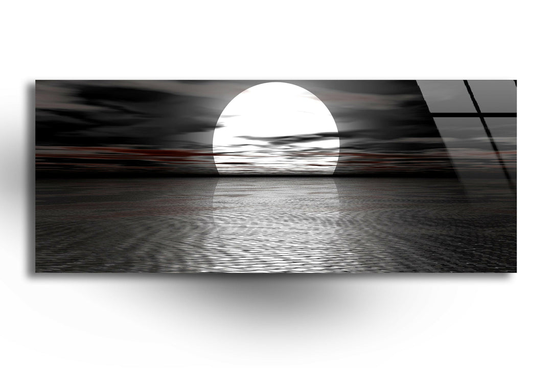 Full Moon Black Seascape Glass Wall Art, Glass Printing Wall Art, Print photos on glass