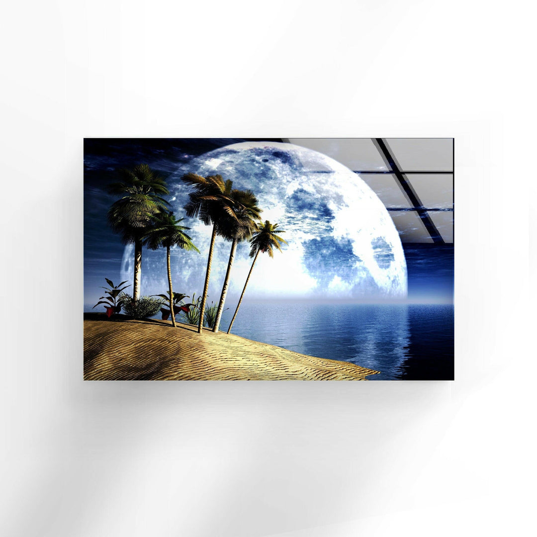 Fantastic Moon Landscape Glass Wall Art stained glass wall art, stained glass wall decor