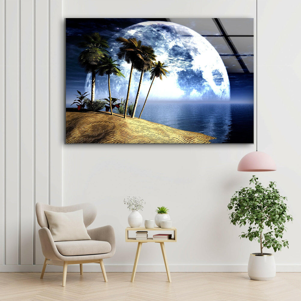 Fantastic Moon Landscape Glass Wall Art large glass photo prints, glass wall photos