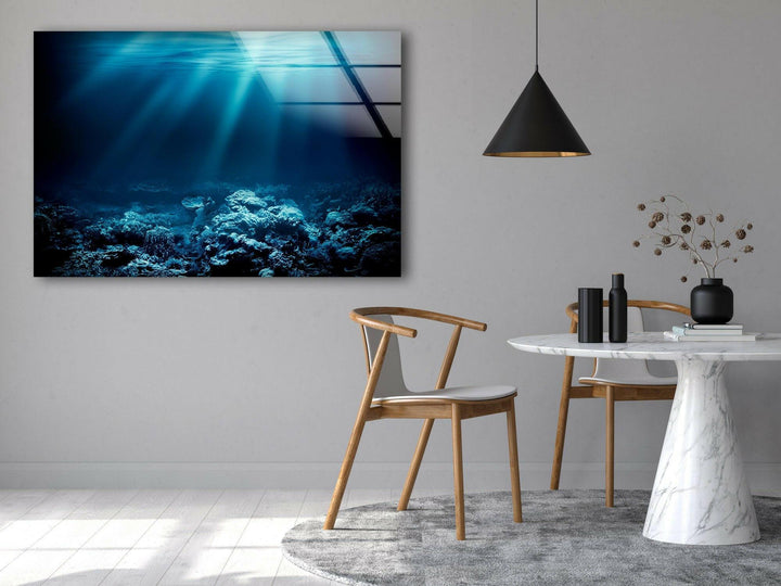 Deep Ocean Blue Glass Wall Art glass photo prints, glass picture prints