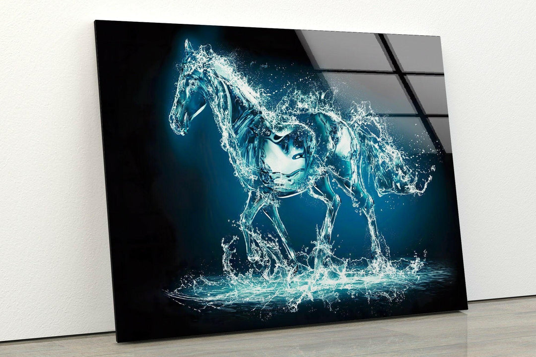 Water Splash Horse Glass Wall Pictures & Cool Art Decor