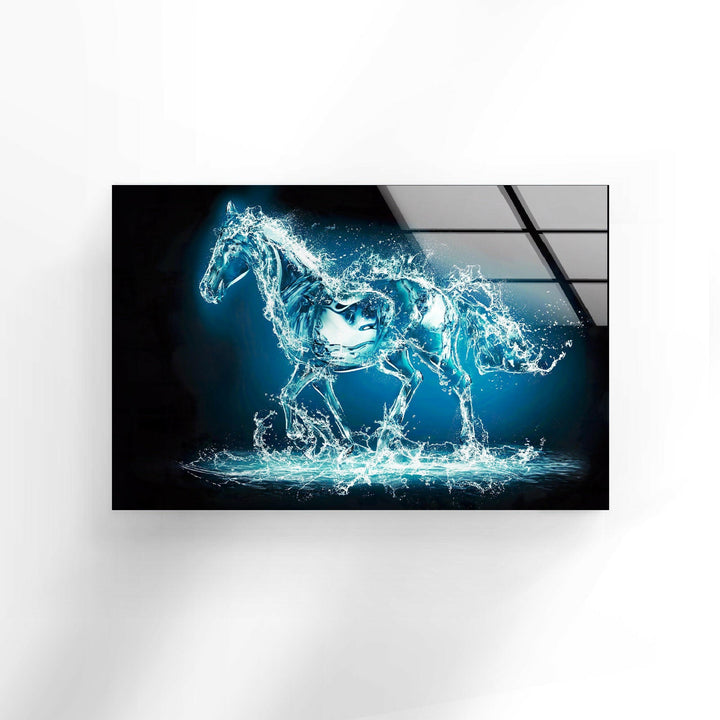 Water Splash Horse Cool Glass Art & Print on Glass