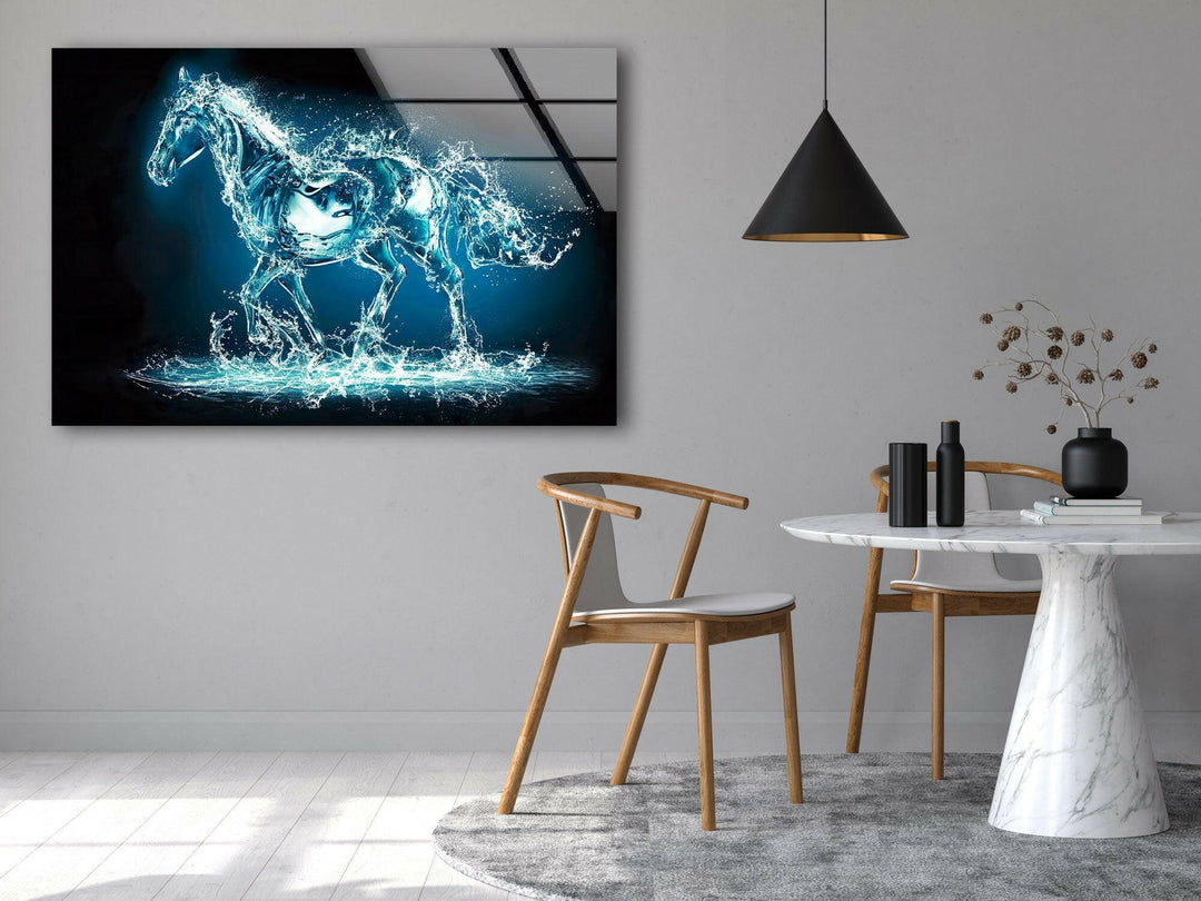 Water Splash Horse Cool Art Prints & Glass Wall Pictures