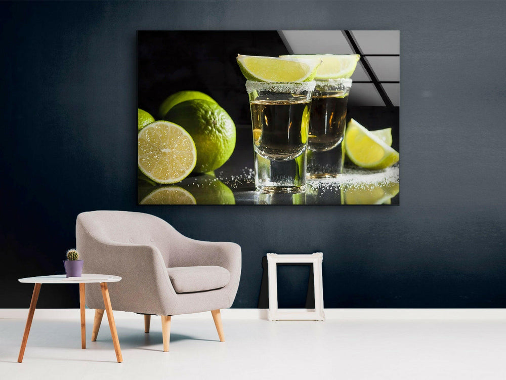 Tequila Shots Glass Wall Art, picture on glass wall art, photos printed on glass