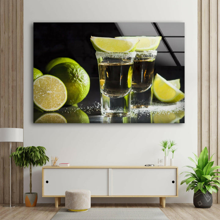 Tequila Shots Glass Wall Art, large glass photo prints, glass wall photos