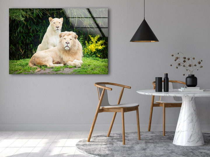 Lion Family Glass Wall Art Glass Printing Wall Art, Print photos on glass