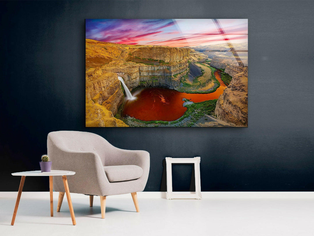 Washington Palouse Falls Glass Wall Art glass wall decor, glass wall art decor