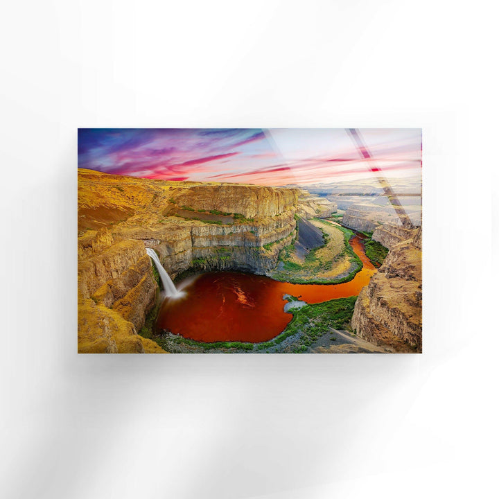 Washington Palouse Falls Glass Wall Art glass art painting, glass art for the Wall