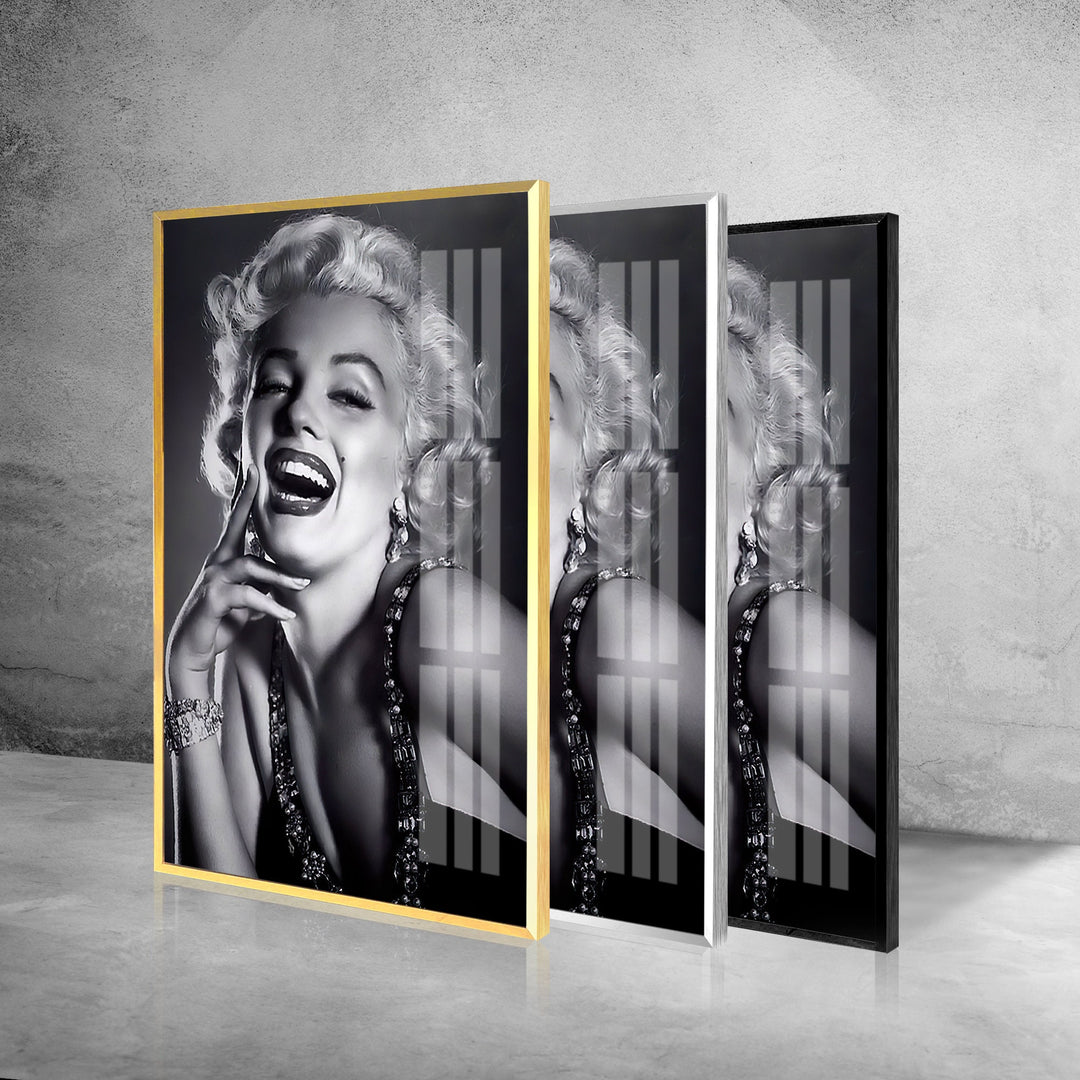 Marilyn Monroe Black & White Glass Wall Art print on glass, glass printed photos
