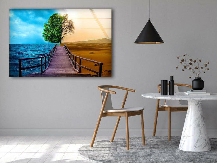 Desert & Ocean Tree Glass Wall Art glass pictures for Wall, glass prints wall art