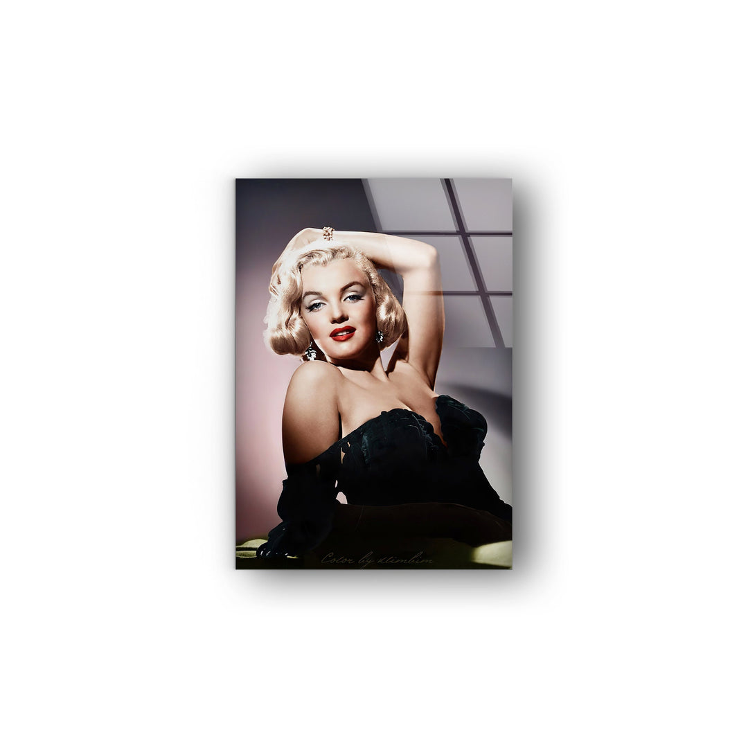 Marilyn Monroe Portrait Glass Wall Art custom glass photo prints, large glass prints
